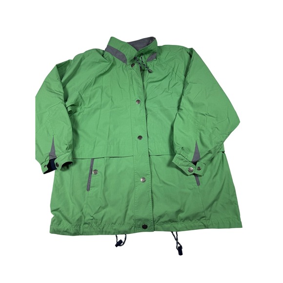 VTG 90s Current Seen Green Waterproof Fisherman Rain Jacket Hooded Coastal XL - Picture 2 of 10